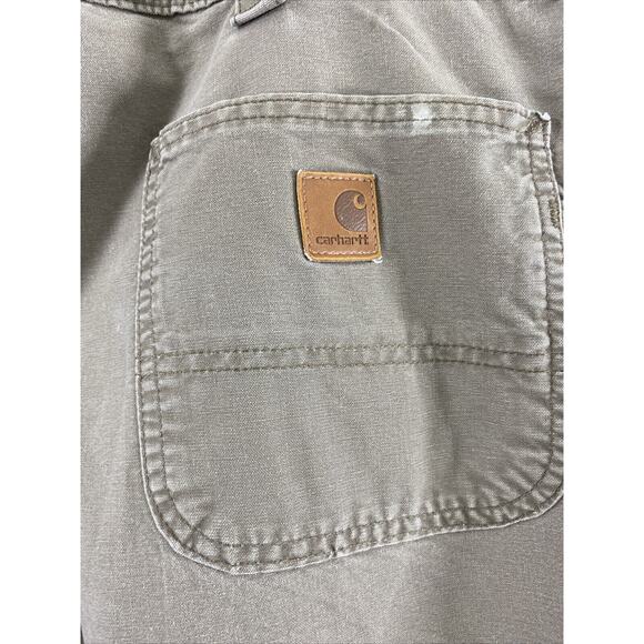 Carhartt Pants Mens 40 x 30 Dungaroo Fit Khaki Canvas Utility Work Carpenter - Picture 14 of 16